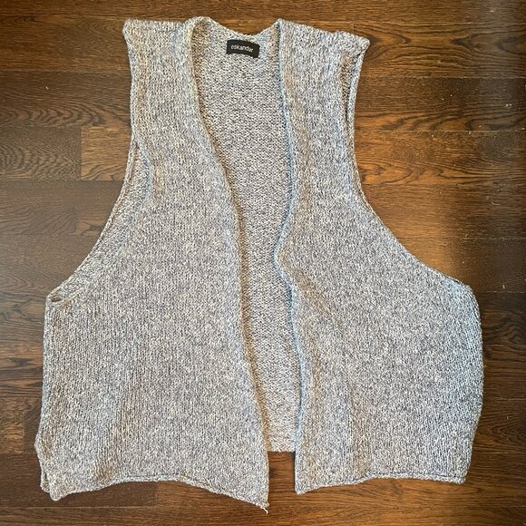 Eskandar Open Sweater Vest Waistcoat Gray Oversize Knit-One Size - Picture 1 of 9